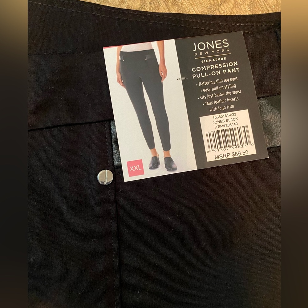 NWT Jones New York Signature Compression Pull On Black Pants Size XXL